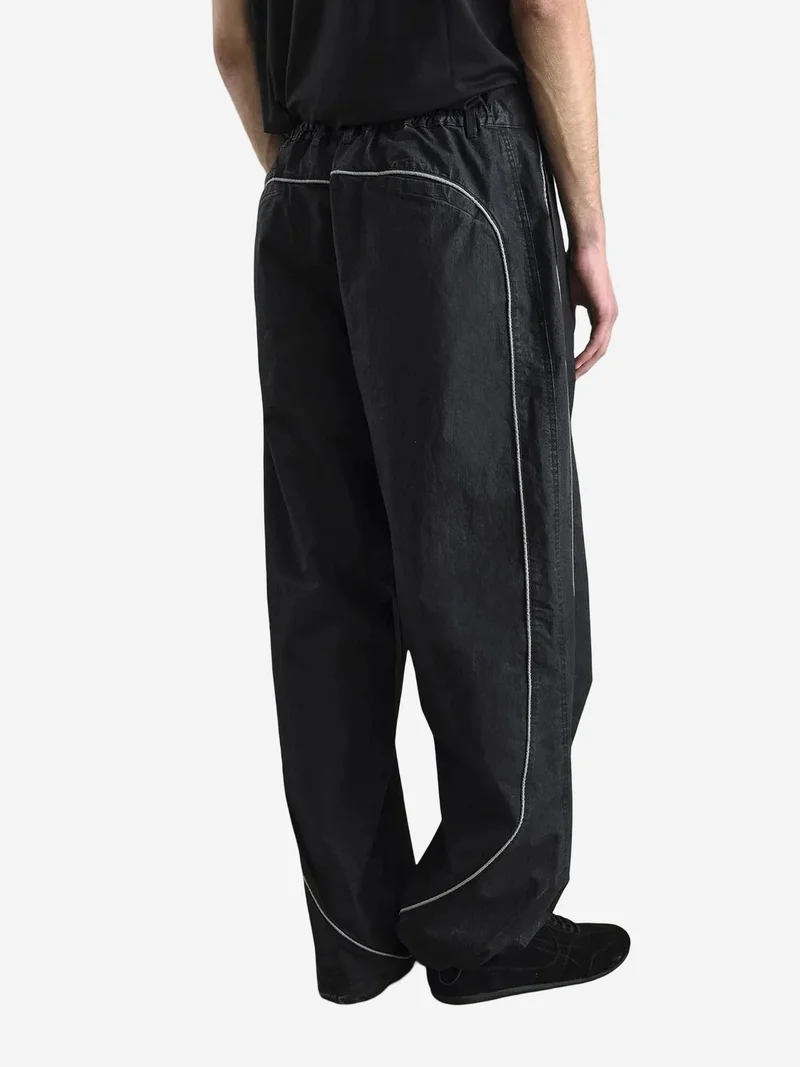 Giesto Black GIESTO Contrast Binding Detailed Baggy Ripstop Pants for Men | Best Price UAE